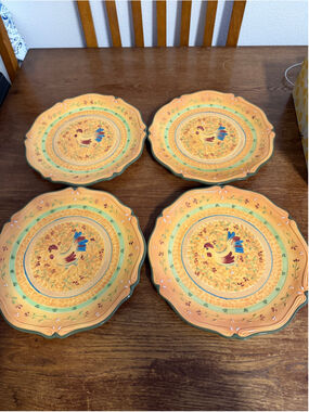 Bella Casa by Ganz Bella Rooster Set of 4 Dinner Plates 11” Hand Painted Farmhou